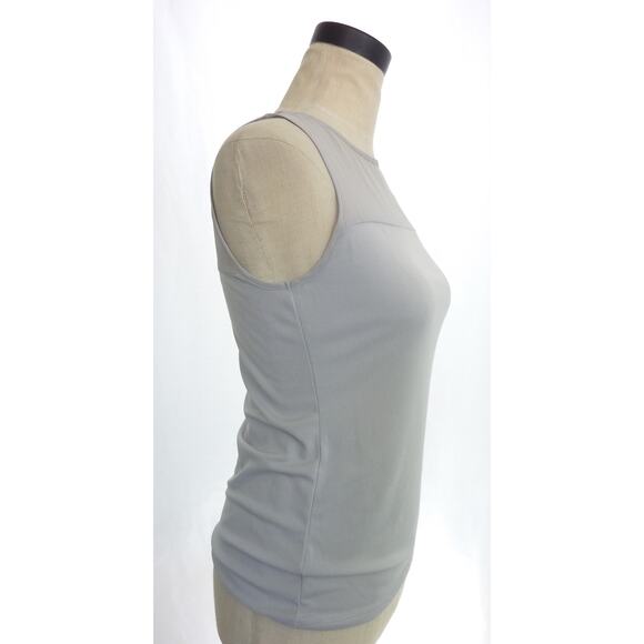 Banana Republic Pale Gray Blouse Chiffon Sheer XS Sheer Yoke Top Sleeveless Tank - Picture 3 of 5